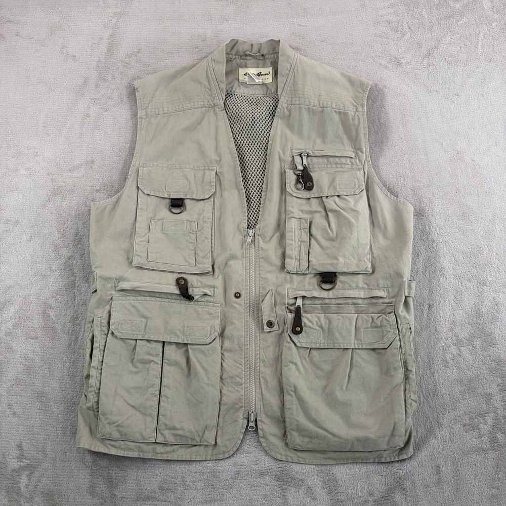 Eddie Bauer Fishing Utility  Pockets Hunting Vest in Gray Men Large Outdoors